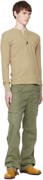 RRL Beige Garment-Dyed Waffle-Knit Henley