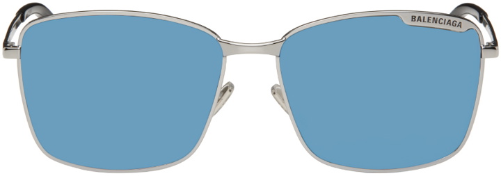 Photo: Balenciaga Silver Rectangular Sunglasses