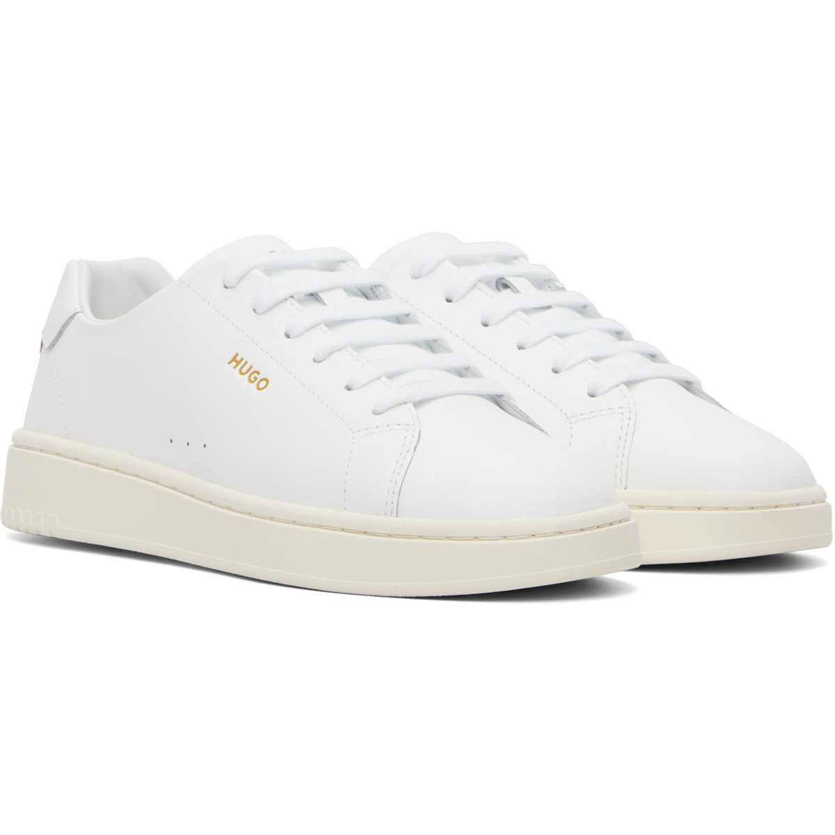 Hugo White Logo Nappa Leather Sneakers