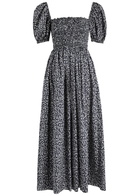 Matteau Floral-print Smocked Cotton Maxi Dress Navy