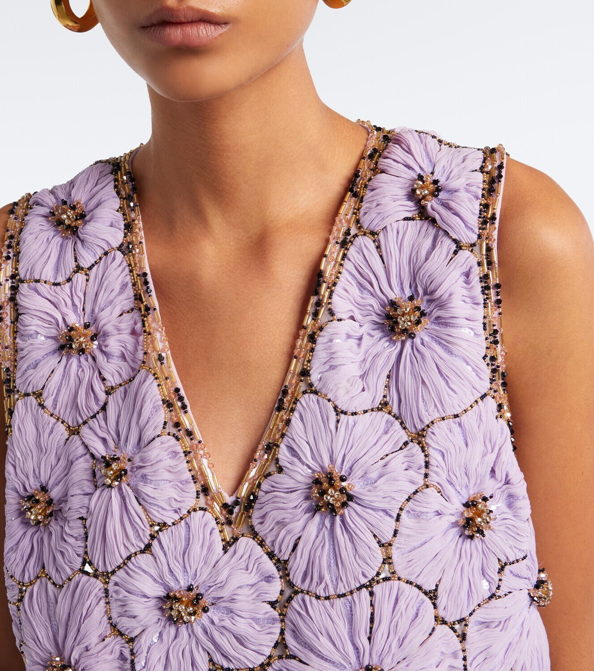 La DoubleJ Scala embellished floral chiffon top