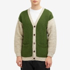 Country Of Origin Men's Regent Panel Knit Cardigan in Forest
