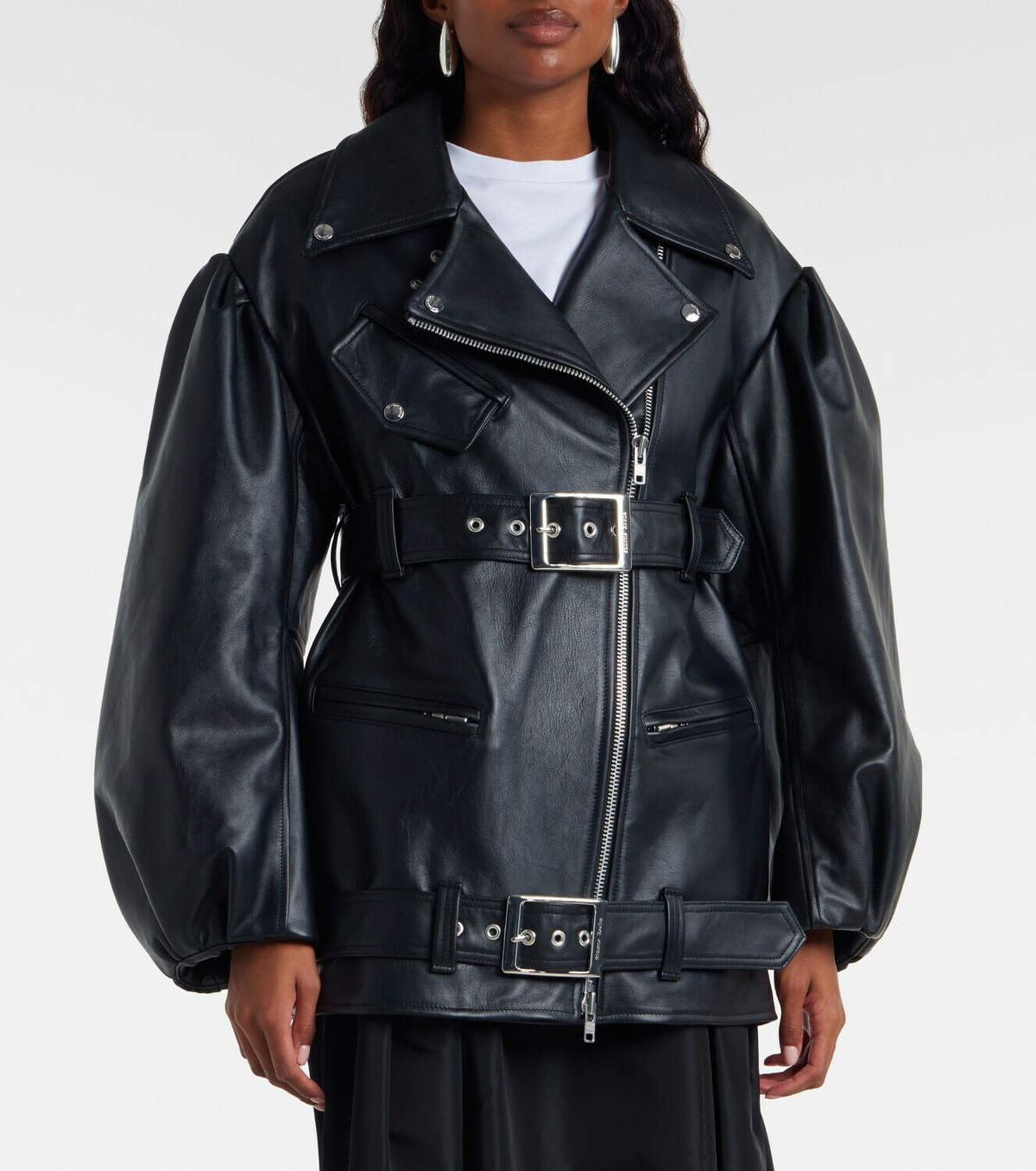 Simone Rocha Belted leather biker jacket