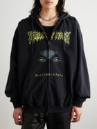 VETEMENTS - Cradle of Filth Oversized Printed Cotton-Jersey Zip-Up Hoodie - Black
