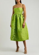 Stine Goya Metallic Cloque Midi Dress Green