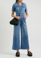 Paige Harper Ankle Stretch-denim Jumpsuit Blue