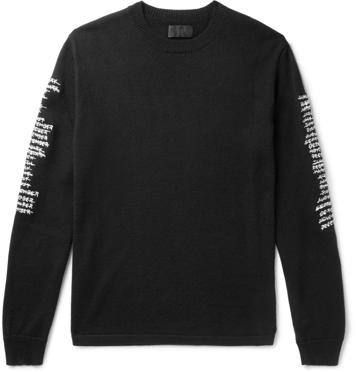 Photo: RtA - Logo-Embroidered Cashmere Sweater - Black