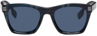 Burberry Navy Check Square Sunglasses