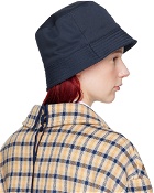 Marni Navy Bio Gabardine Embroidered Logo Bucket Hat