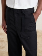 Auralee - Wide-Leg Wool Herringbone Cargo Trousers - Black