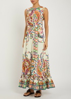 Etro Patterned Belted Cotton Maxi Dress Multicoloured 1