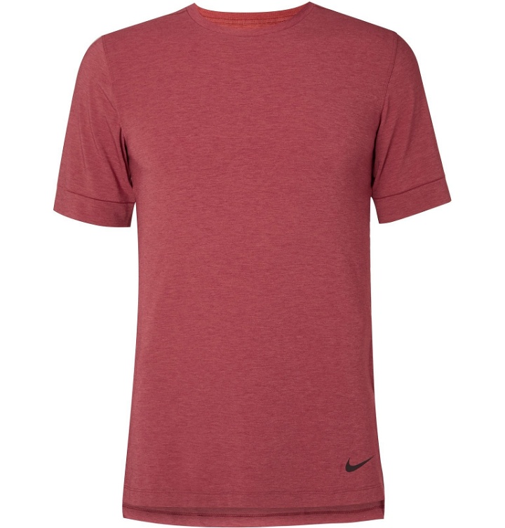 Photo: Nike Training - Transcend Slim-Fit Mélange Dri-FIT Yoga T-Shirt - Red