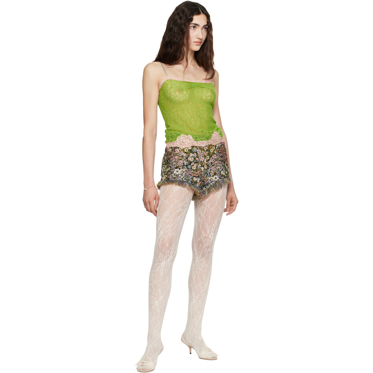 Valentino Green Lace Tank Top