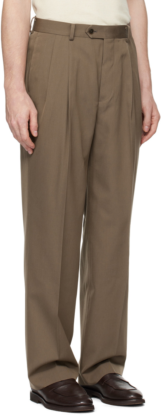 AURALEE Taupe Light Wool Max Gabardine Two-Tuck Trousers