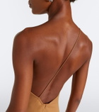Taller Marmo Antelope fringe-trimmed asymmetric midi dress