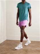Nike Tennis - NikeCourt Slam Slim-Fit Perforated Dri-FIT ADV Half-Zip T-Shirt - Blue