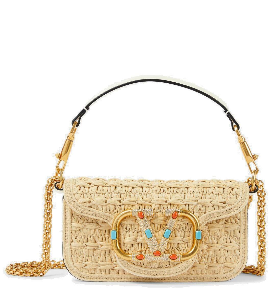 Valentino Garavani Locò Small raffia shoulder bag Valentino