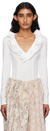 OPEN YY White Ruffle Bodysuit