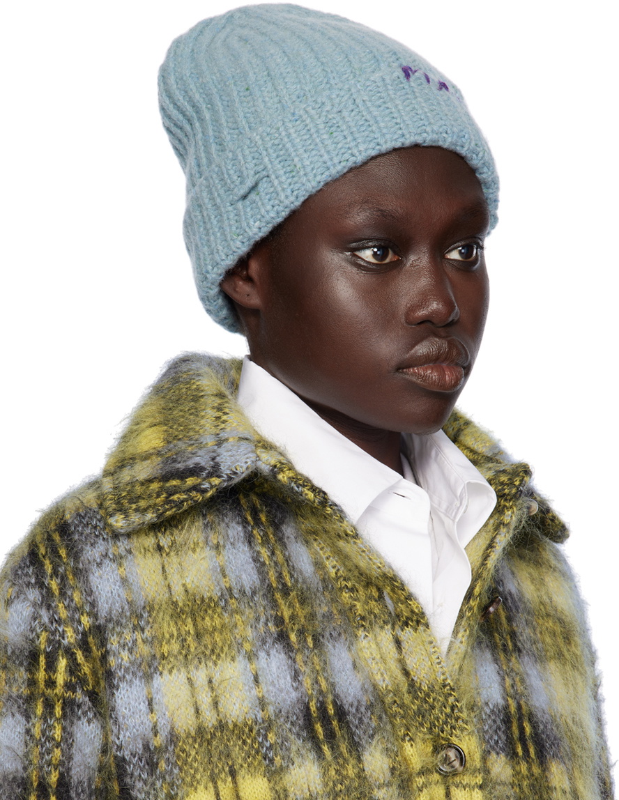 Marni Blue Shetland Wool Beanie