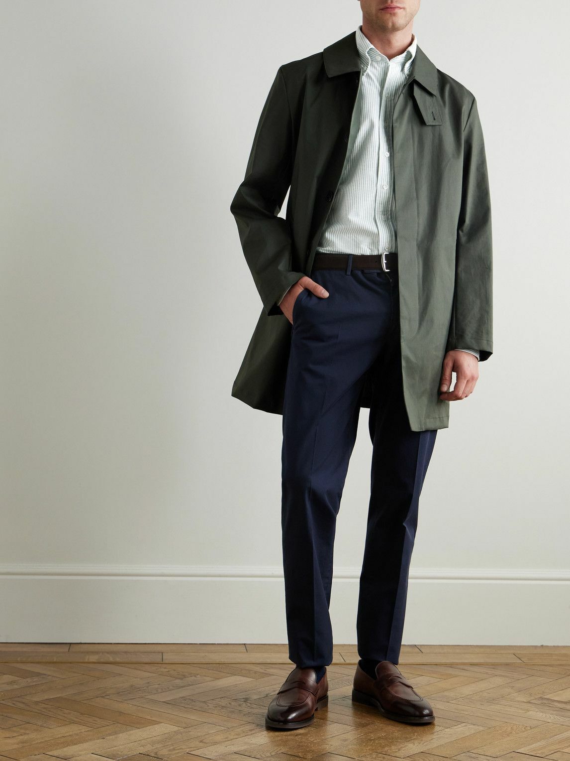 Kingsman - Button-Down Collar Striped Cotton Oxford Shirt - Green