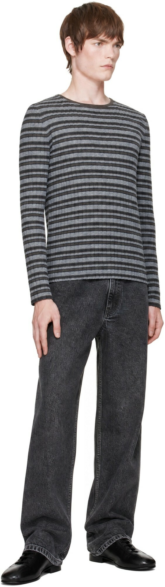 LISA YANG Gray Tariq Stripes Sweater