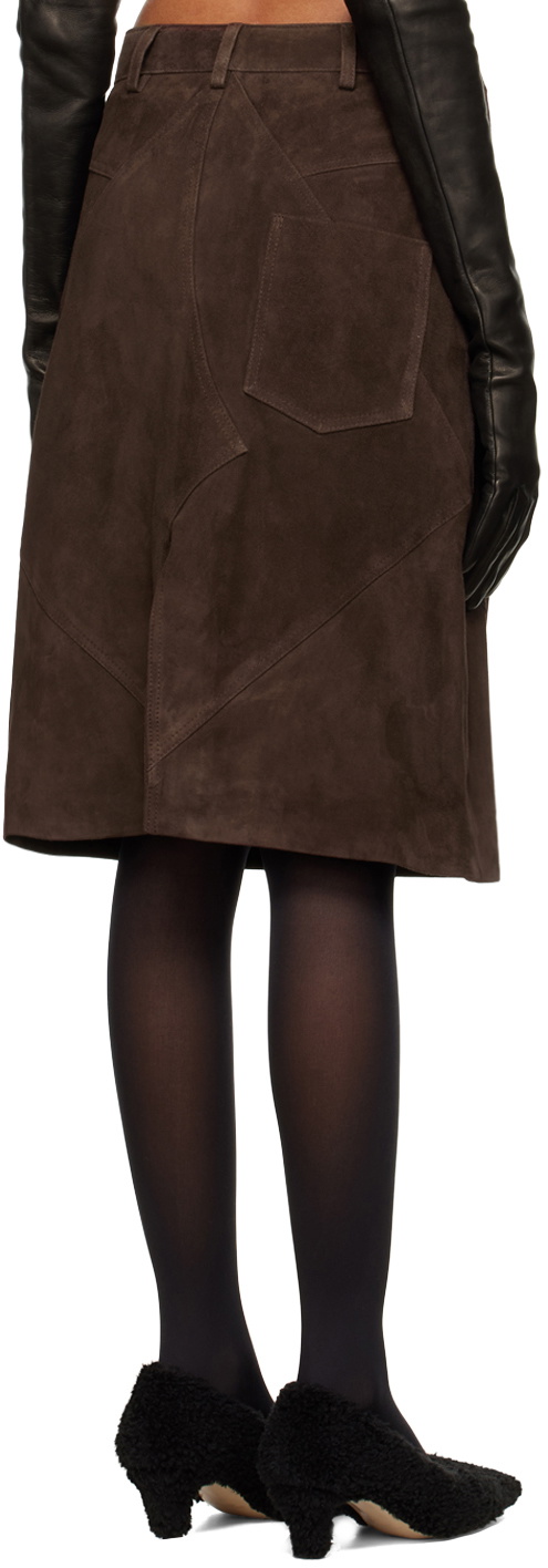 Maximilian Davis Brown Telford A-Line Midi Skirt