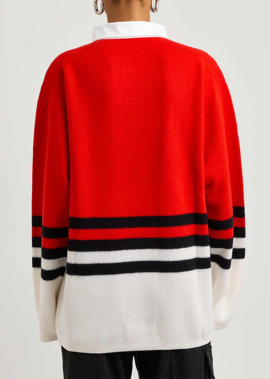Wales Bonner Cypher Striped Wool Polo Shirt Multicoloured 1 Wales Bonner Cypher Striped Wool Polo Shirt Multicoloured 1
