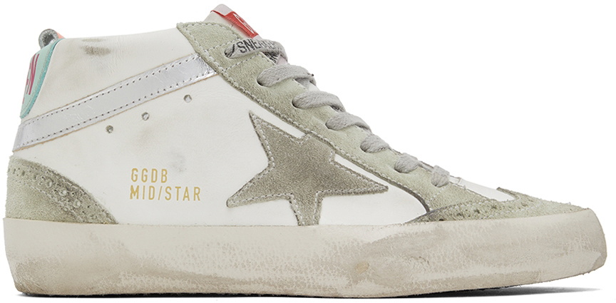 Golden Goose SSENSE Exclusive White & Gray Mid Star Classic Sneakers ...