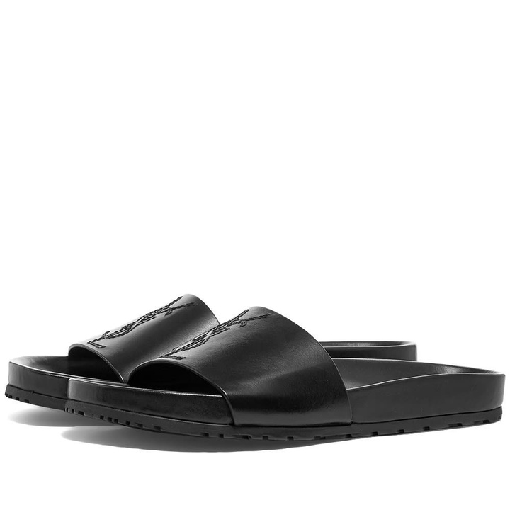 Photo: Saint Laurent Jimmy Logo Leather Slide