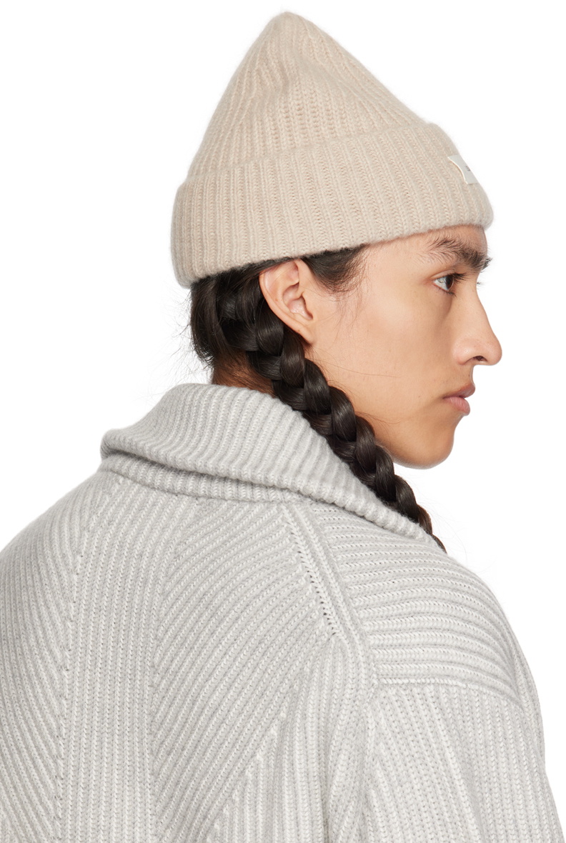 LISA YANG Beige Ribbed Beanie