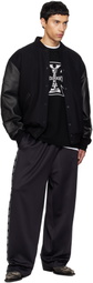 VETEMENTS Black Biker Cross Embroidered Varsity Bomber Jacket