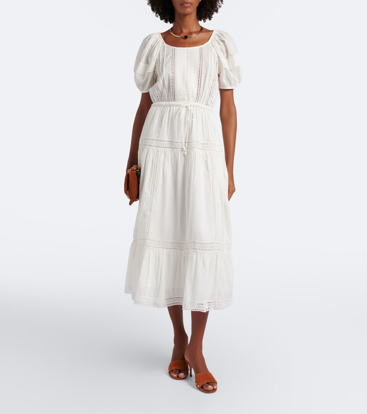 Ulla Johnson Isolde embroidered tiered cotton midi dress