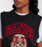 Ganni Printed wool-blend vest