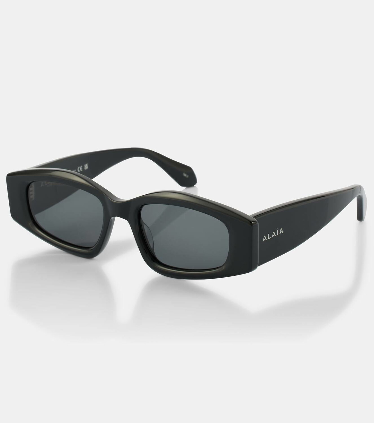 [ ALAIA ★2024ss ] Logo rectangular sunglasses★関税送料込 ALAÏA Lettering Logo Rectangular Sunglasses in Silver | FWRD