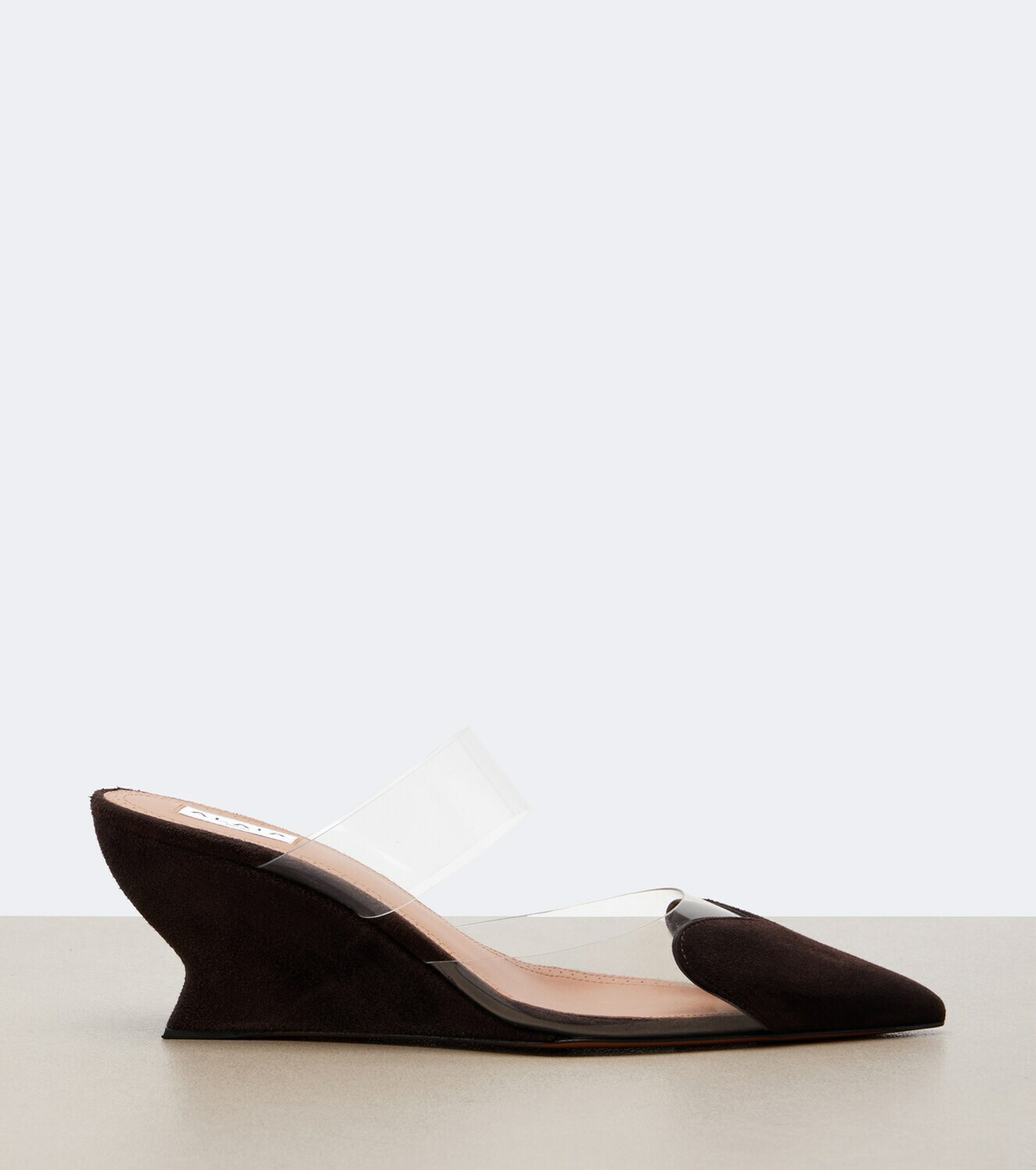 Alaïa Le Cœur suede wedge mules