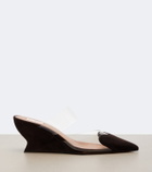 Alaïa Le Cœur suede wedge mules