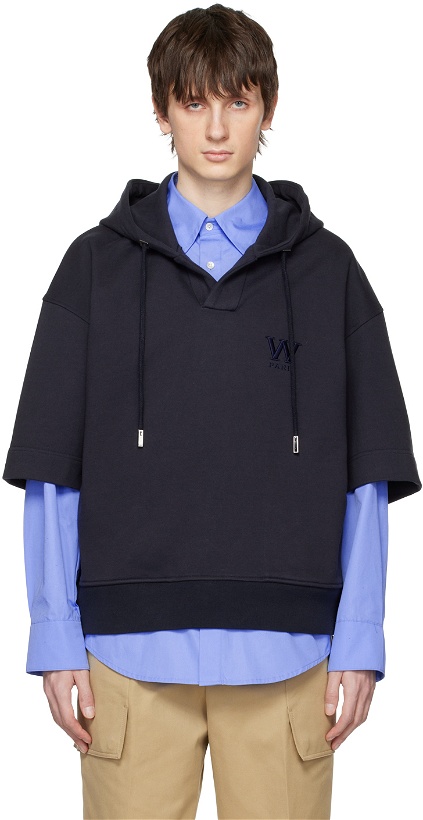 Photo: Wooyoungmi Navy Open Placket Hoodie