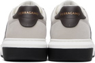 Ferragamo Gray & Off-White Low Cut Gancini Outline Sneakers