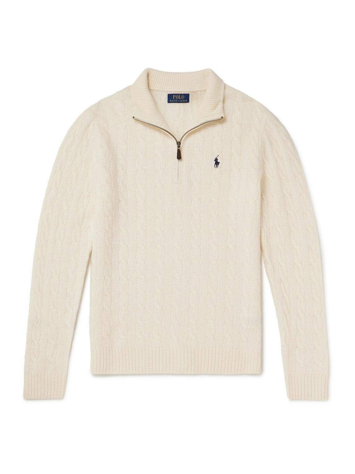 Polo Ralph Lauren - Logo-Embroidered Cable-Knit Wool and Cashmere