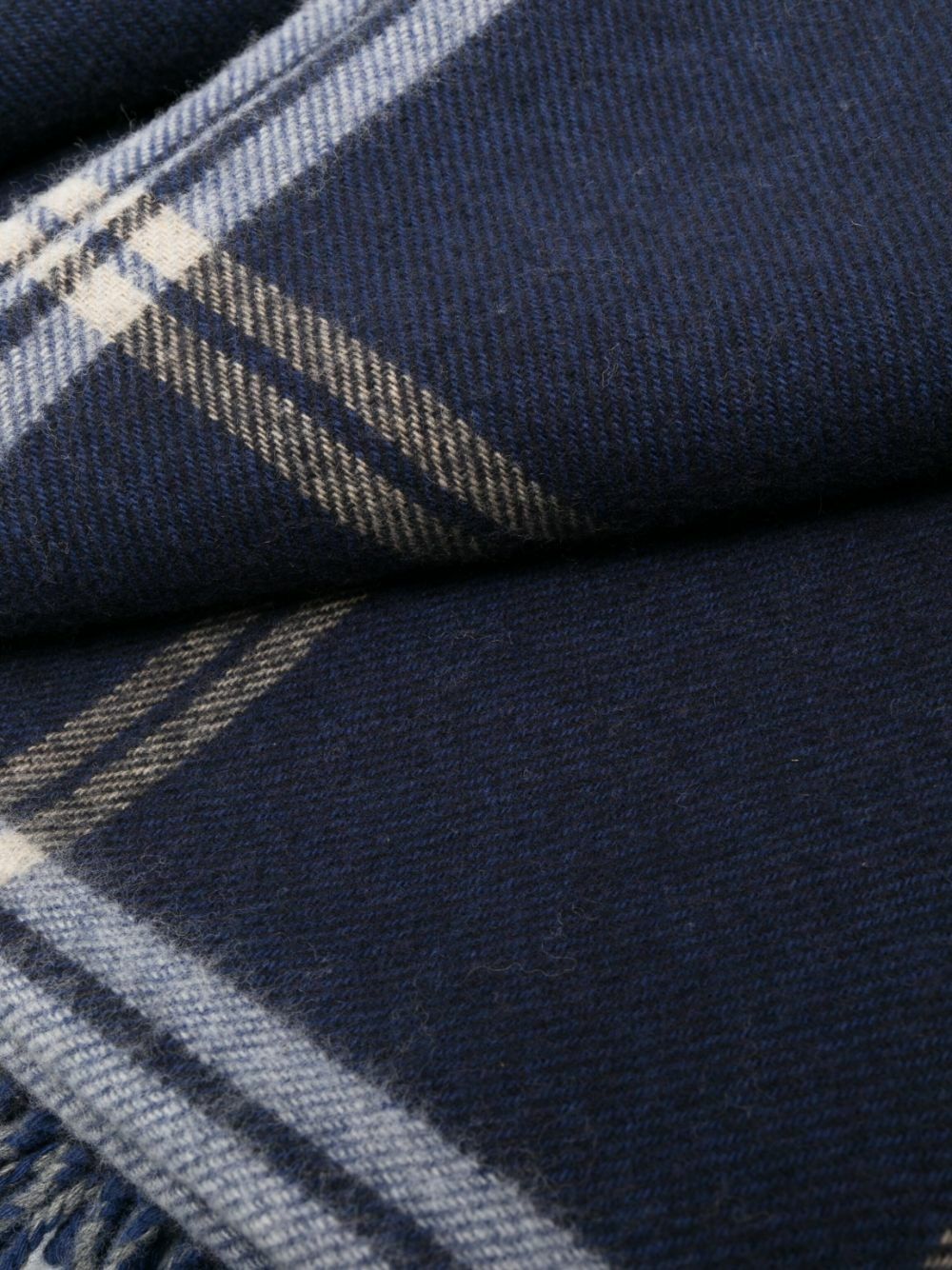 Johnstons Of Elgin Blue Checked Wool Throw