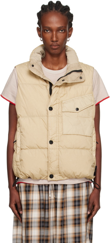 Photo: Stone Island Beige G100003 Crinkle Reps Recycled Nylon Down Vest