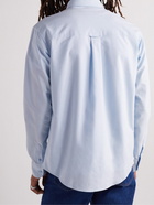 AMI PARIS - Button-Down Collar Logo-Embroidered Cotton Oxford Shirt - Blue