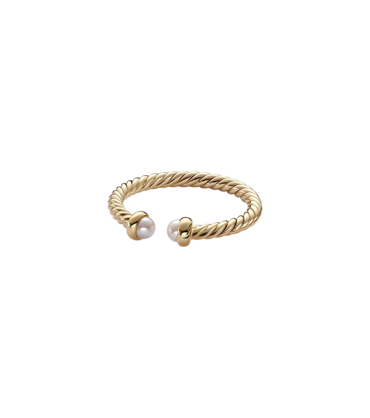 Photo: David Yurman Cablespira® Flex Micro 18kt gold ring with pearls