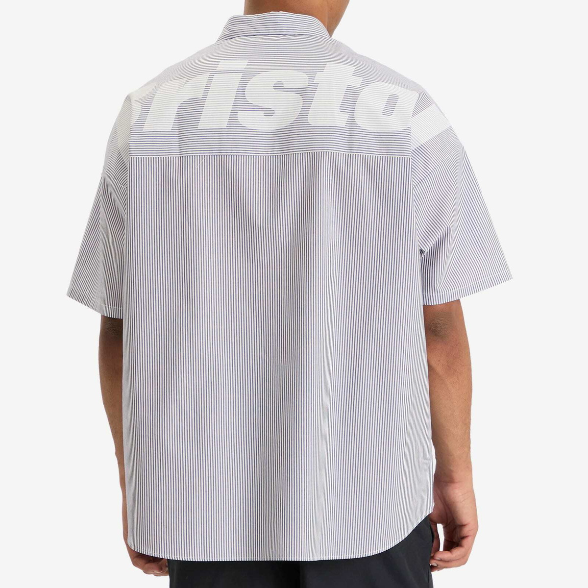 F.C. Real Bristol Men's Big Logo Baggy Shirt in Navy Stripe