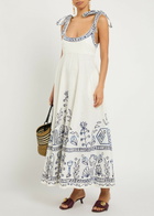 Alemais Leela Printed Linen Maxi Dress Cream