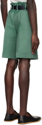 132 5. ISSEY MIYAKE Green Cotton Shorts
