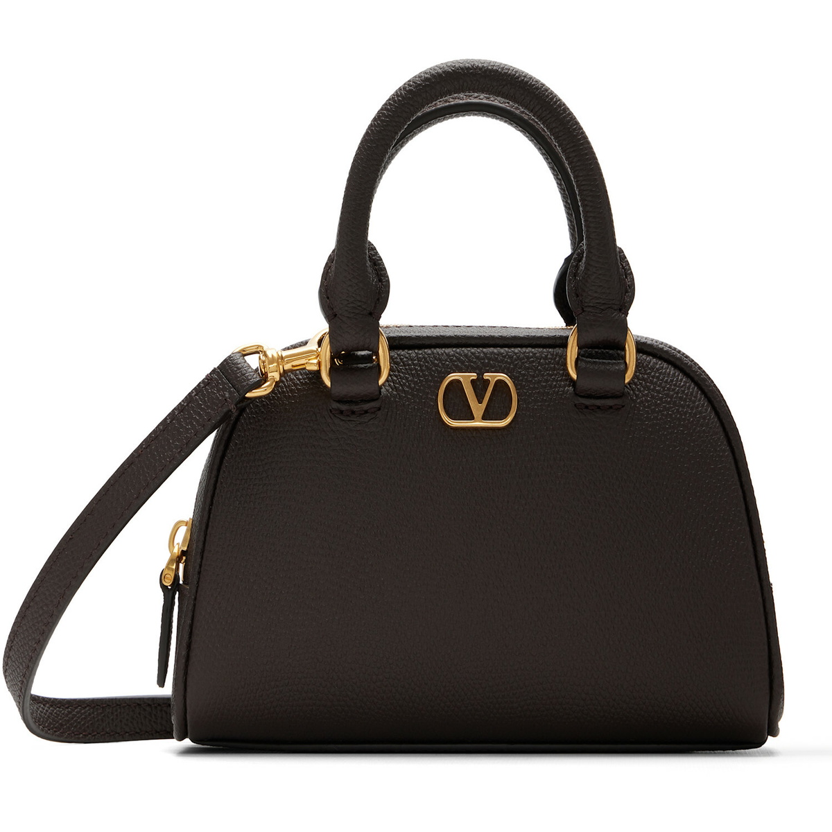 Valentino Garavani Brown Mini VLogo Signature Bowling Bag