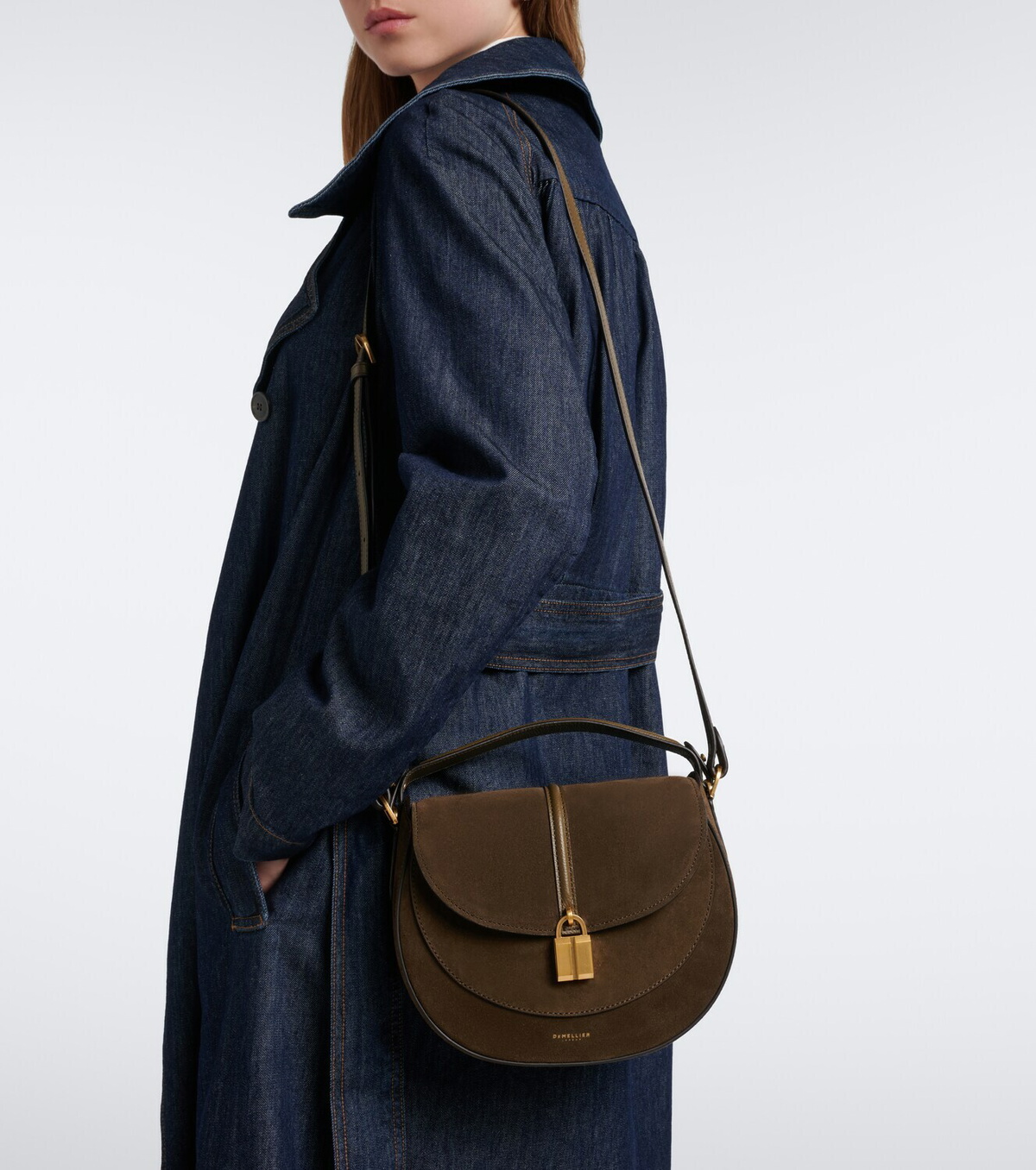 DeMellier Siena Saddle Small suede crossbody bag