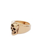 Alexander McQueen Men's Skull Signet Ring in Gold