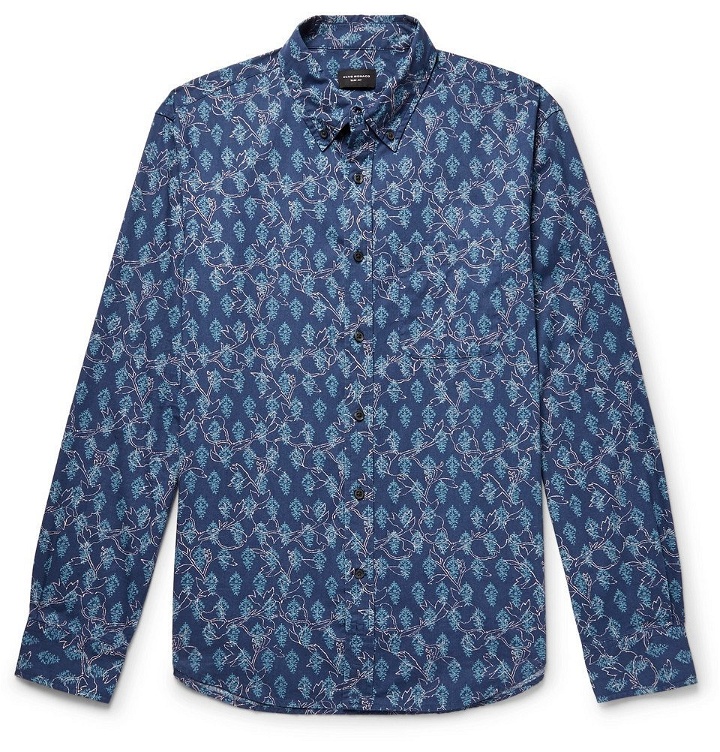 Photo: Club Monaco - Slim-Fit Button-Down Collar Printed Cotton Shirt - Blue